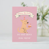 犬の母最高のにハッピーバースデー!笑顔の犬 サンキューカード (スタンド正面)