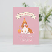 犬の母最高のにハッピーバースデー!笑顔の犬 サンキューカード (スタンド正面)