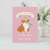 犬の母最高のにハッピーバースデー!笑顔の球根 サンキューカード (スタンド正面)