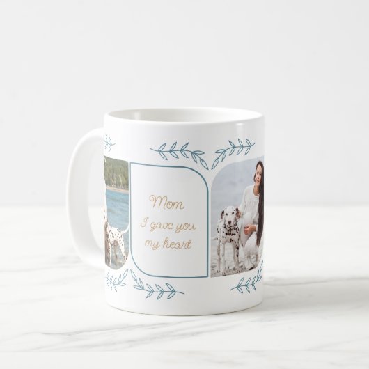 犬の母3縦写真愛情のある言葉フェミニン コーヒーマグカップ (正面左)