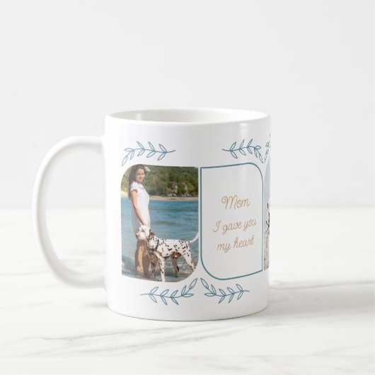 犬の母3縦写真愛情のある言葉フェミニン コーヒーマグカップ (左)