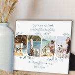 犬の母4垂直方向の写真愛する言葉リーフフレーム フォトプラーク<br><div class="desc">犬のフェミニン母のための写真の贈り物最高の – または特別な人や家族のメンバーのためにパーソナライズする非常に簡単。写真テンプレートは、角が丸いお気に入りの縦型の写真を3つ表示する。愛情溢れ澄んる言葉で手紙を書き読て与え「名前」私のハートと君の愛で埋めた[あなたの名前]」を手書きのスクリプト。デザインは縁ど繊細な葉です。写真やホームデコールに合わせてカラーパレット全体を変更できる。色を変更するにはクリック、「デザインツールを使って編集する」とクリック、編集する単語やリーフのモチーフや背景を使って編集する。写真もしの配置に問題がある場合は、写真をポートレート形式に切り抜き、再アップロードしてみる。</div>