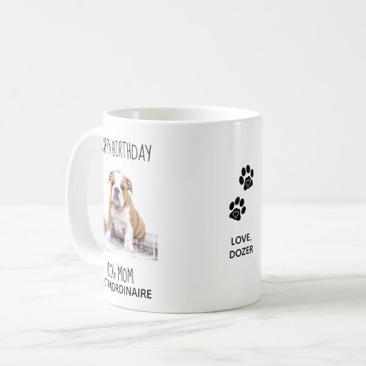 犬の母 – ハッピーバースデー最高の母かわいい犬写真 コーヒーマグカップ (正面左)