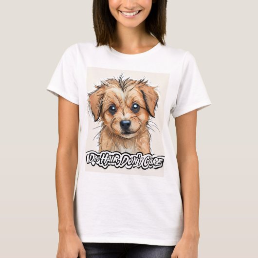 犬の毛が気にない – ペットおもしろい好きカジュアルのShir Tシャツ (正面)