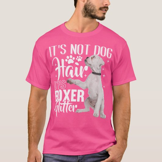 犬の毛ではない白いボクサーのグリッター Tシャツ (正面)