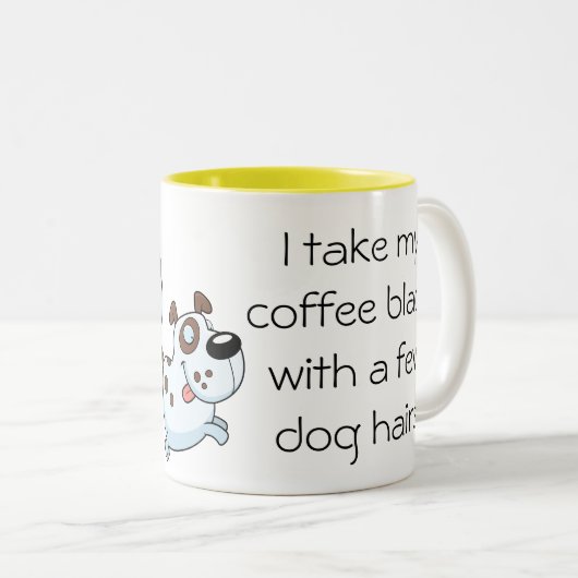 犬の毛のマグとのおもしろいなコーヒー黒 ツートーンマグカップ (正面右)