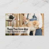 犬の毛を櫛で包む女性 |グルーミング 名刺 (正面)