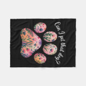 犬の水の色のフローラのポープリントをペットに フリースブランケット (正面(横))