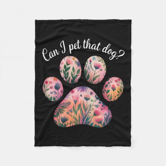 犬の水の色のフローラのポープリントをペットに フリースブランケット (正面)