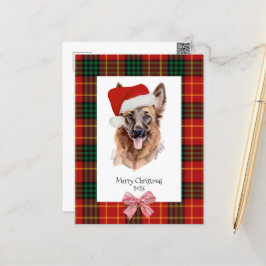 犬の水の色ドイツの羊飼いプレイドクリスマス ポストカード