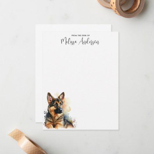 犬の水の色ドイツパーソナライズされたの羊飼い ノートカード (正面/裏面インサイチュ)