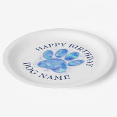 犬の水彩用ハッピーバースデーパーティー ペーパープレート (アングル)