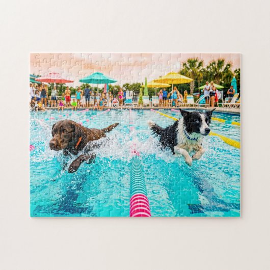 犬の水泳大会 ジグソーパズル (横)