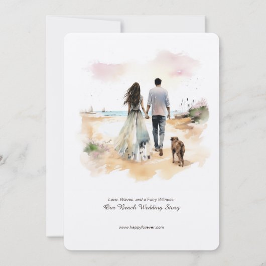 犬の水色のテンプレート結婚式の招待とカップル 招待状 (裏面)