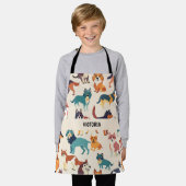 犬の水色のパターカスタムン エプロン (着用した状態)