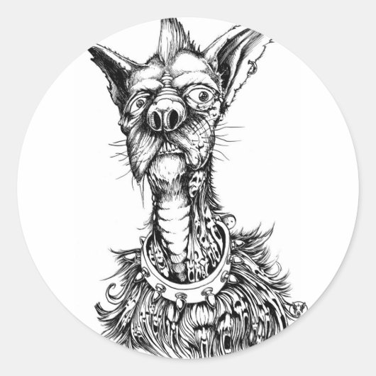 犬の汚いシール ラウンドシール (正面)