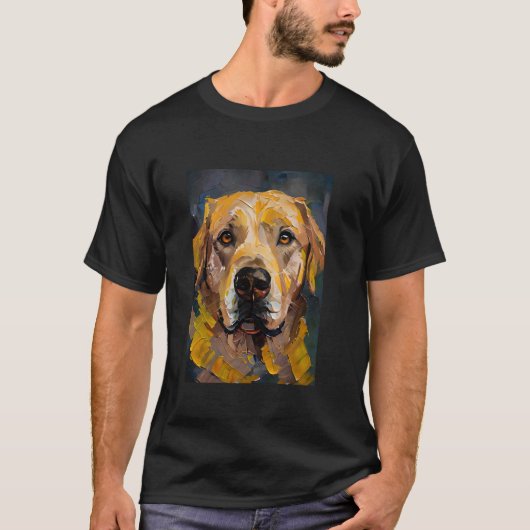 犬の油絵画 Tシャツ (正面)