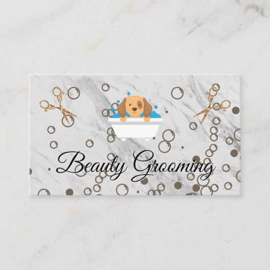 犬の泡風呂 | はさみ 名刺 (正面)