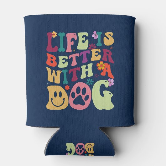 犬の溝のタイポグラフィで人生クールは良い 缶クーラー (裏面)