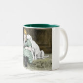 犬の熱愛する女の子のビクトリアンな絵画 ツートーンマグカップ (正面右)