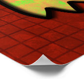 犬の熱狂する顔とカラフル、抽象芸術パターン ポスター (角)