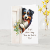 犬の父おもしろいの日からピーキング カード (黄色い花)