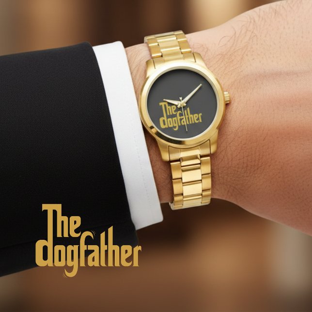 犬の父ちゃん - お父さんへの父の日ギフト 腕時計 (The Dogfather watch - inspired by The Godfather - makes a stunning Father's Day gift for a dog dad.)