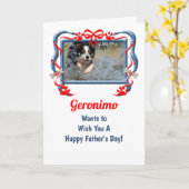 犬の父の日から赤と青 カード (黄色い花)