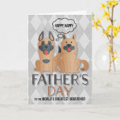 犬の父の日のかわいい漫画アーガイルと カード (黄色い花)
