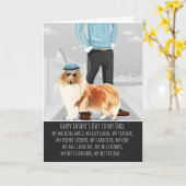 犬の父の日のコリーおもしろい カード (黄色い花)