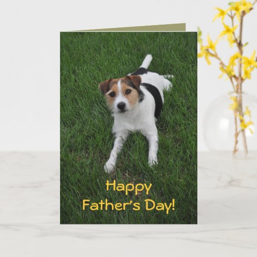 犬の父の日 カード (黄色い花)