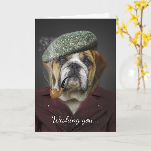 犬の父の日 カード (黄色い花)