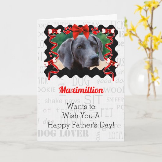 犬の父男らしの日から赤と黒 カード (黄色い花)