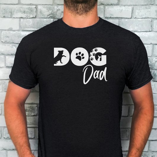 犬の父Tシャツ - 犬のシルエット、足跡 Tシャツ