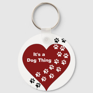 犬の物のハートとポープリントキーチェーン キーホルダー