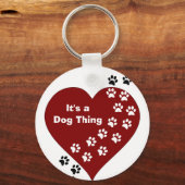 犬の物のハートとポープリントキーチェーン キーホルダー (正面)