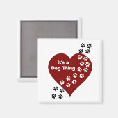 犬の物のハートとポープリントマグネット マグネット (正面/裏面)