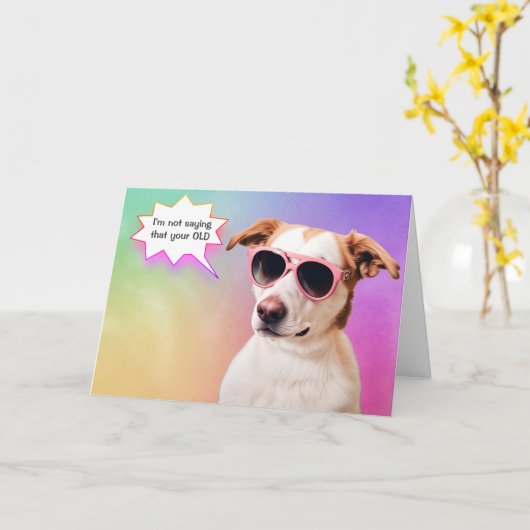 犬の犬の虹を取得する誕生日 カード (黄色い花)