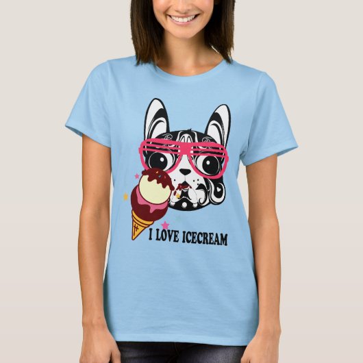 犬の犬アイスクリームパピスタイルファッションTシャツ Tシャツ (正面)