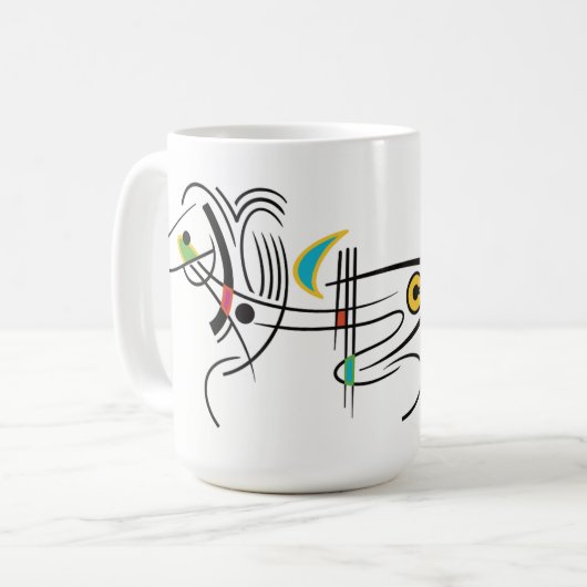 犬の犬抽象芸術モダンレトロアートマグ コーヒーマグカップ (正面左)