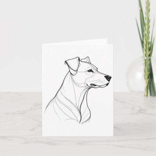 犬の独身のステッカーのミニマルなラインスケッチ カード (正面)