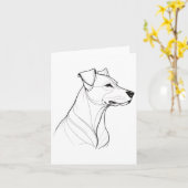 犬の独身のステッカーのミニマルなラインスケッチ カード (黄色い花)
