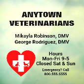 犬の猫と赤いハート獣医の窓の固定 ウィンドウサイン (シート3)