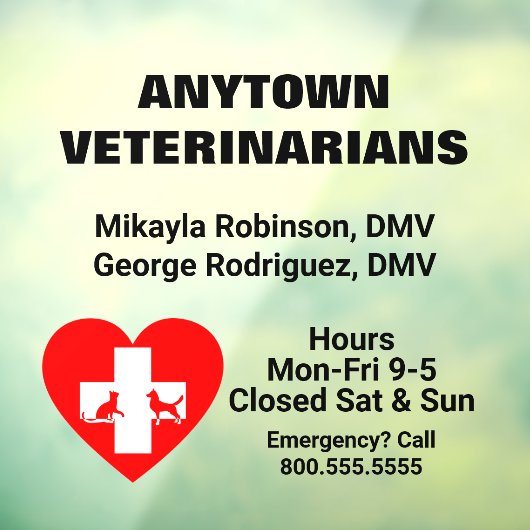 犬の猫と赤いハート獣医の窓の固定 ウィンドウサイン (シート3)