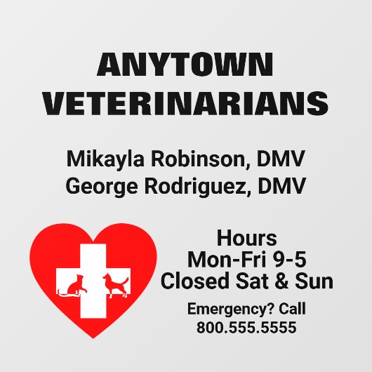 犬の猫と赤いハート獣医の窓の固定 ウィンドウサイン (シート)