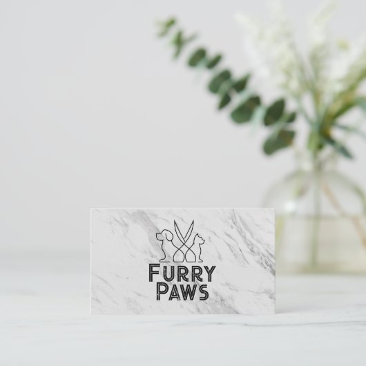 犬の猫のシザーラインアート |トリマー 名刺 (スタンド正面)