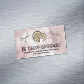 犬の猫のハートロゴ |はさみ |《写真》ぼけ味 マグネット名刺 (インサイチュ)