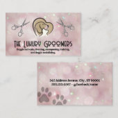 犬の猫のハートロゴ |はさみ |《写真》ぼけ味 名刺 (正面/裏面)