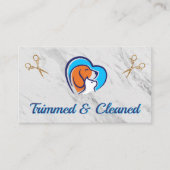 犬の猫のハートロゴ |ヴィンテージはさみ |トリマー 名刺 (正面)