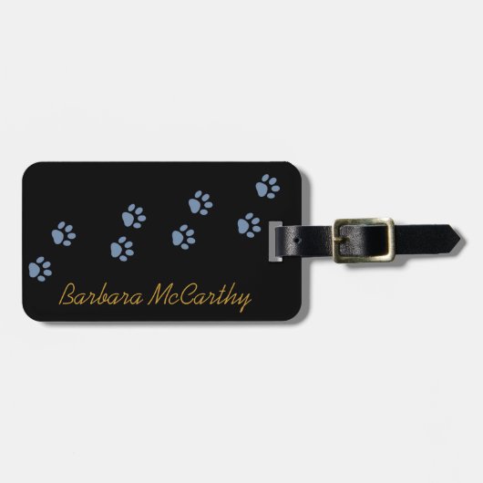 犬の猫のパットプリントパーソナライズされた ラゲッジタグ (正面横)